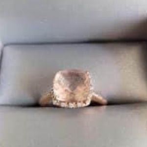 Morganite & Diamond Engagement/Wedding Band Set